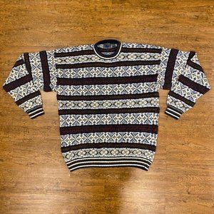 Vintage Etchings Cosby Coogi Style Geometric Pullover Sweater Men's Size XL Tall